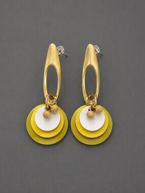 SILVER FOREST Geometric Atomic Mod Layered Dangle Post Earrings